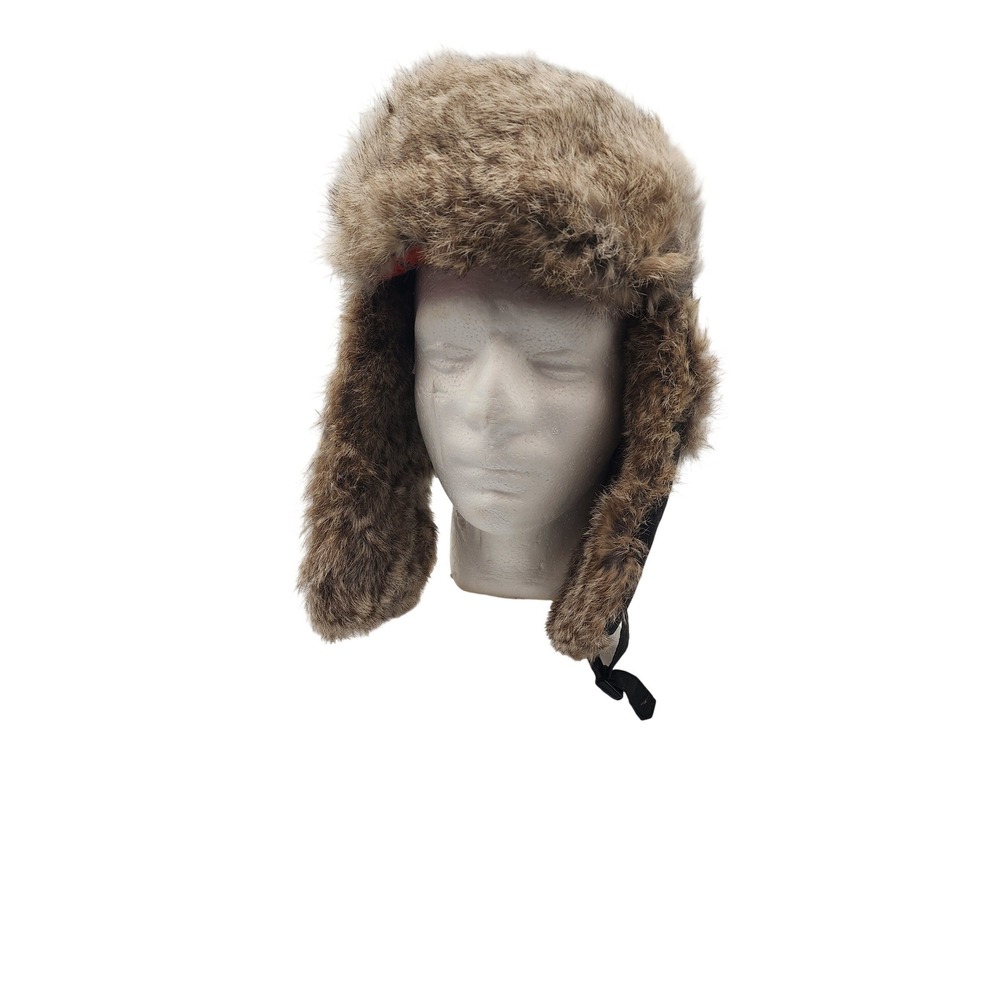 Mad Bomber Trapper Hat Mens XL Black Nylon Natural Rabbit Fur Aviator Winter Cap